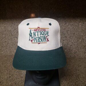 Antique Person Funny Vintage‎ Cap Snapback Hat Green White Genuine 90s Novelty